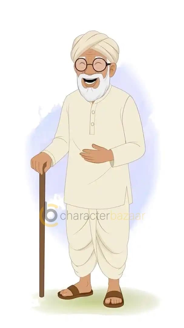 Village character vector laughing animated cartoon pose AKA Makhan Lal