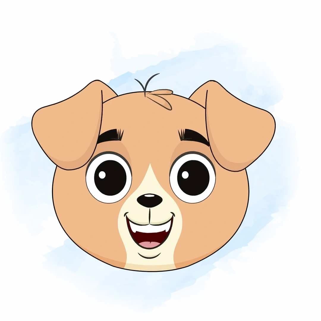A dog animated cartoon face with different facial expressions aka drag the dog