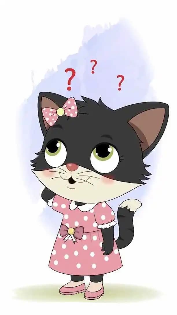 Confused cat cartoon animated character AKA Tama The Cat
