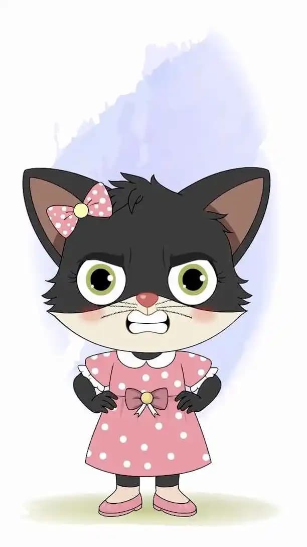 Animated cat angry pose vector character AKA Tama The Cat