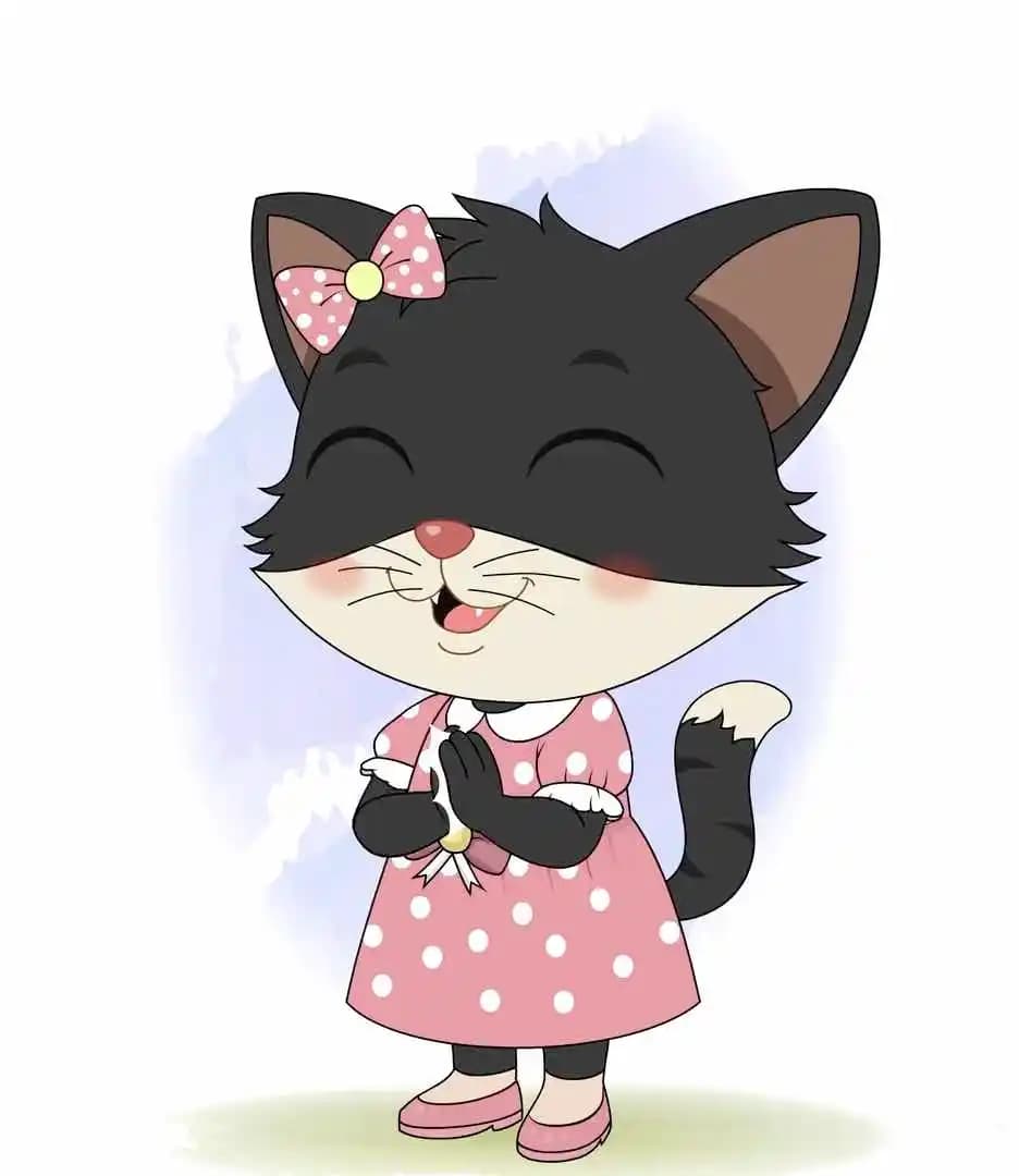 Animated cartoon cat vector clapping pose AKA Tama The Cat