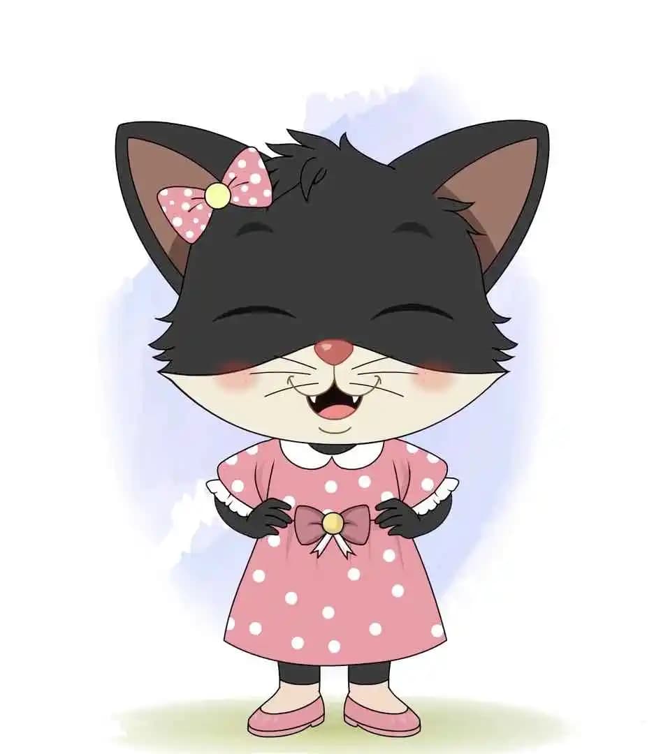 Animated character cartoon cat laughing vector AKA Tama The Cat
