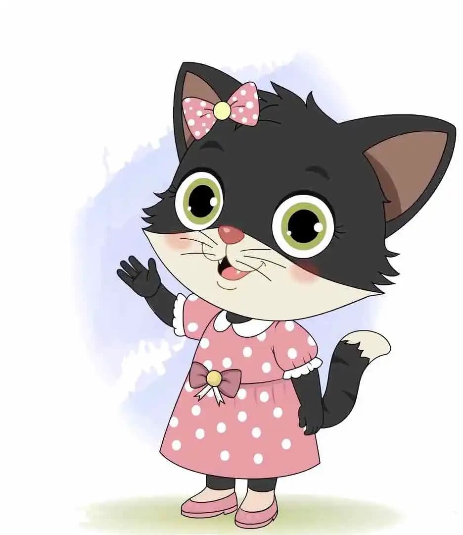 Animated cat waving hand cartoon vector character AKA Tama The Cat