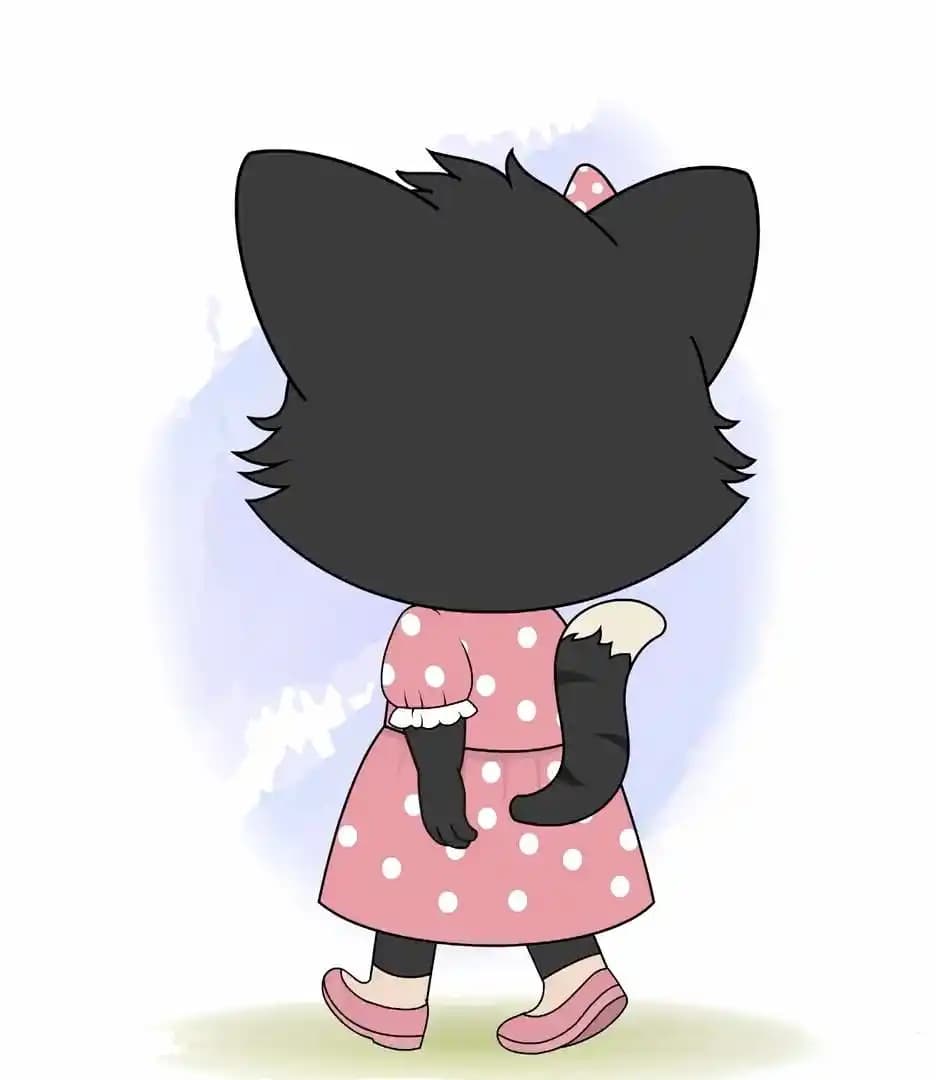 Animated character cat vector walking in back third view AKA Tama The Cat