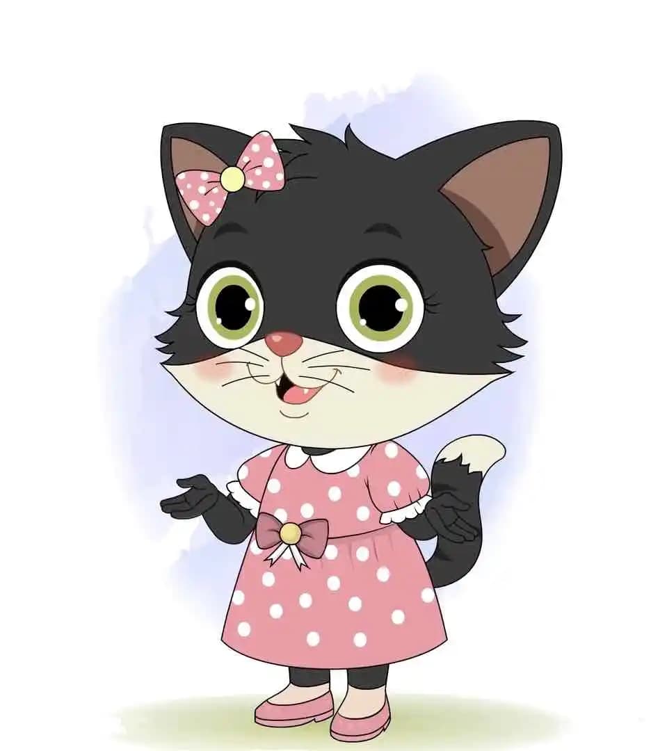 Kitten cartoon talking character vector animation AKA Tama The Cat
