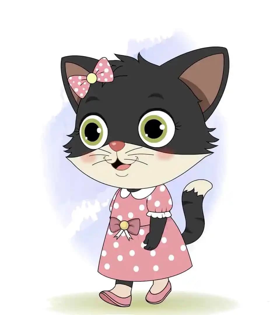 Kitten cartoon walking animated character AKA Tama The Cat