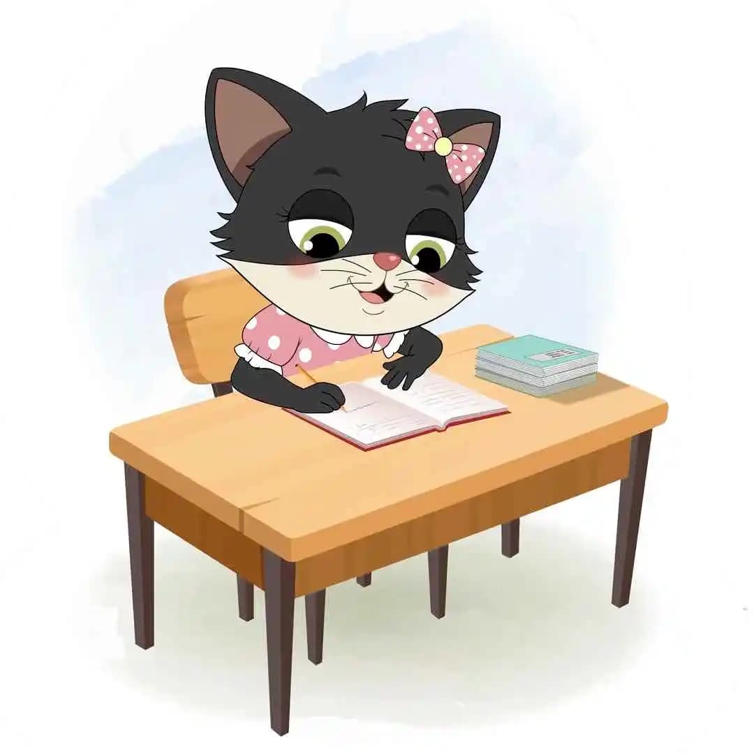 Cartoon cat vector character writing pose AKA Tama The Cat