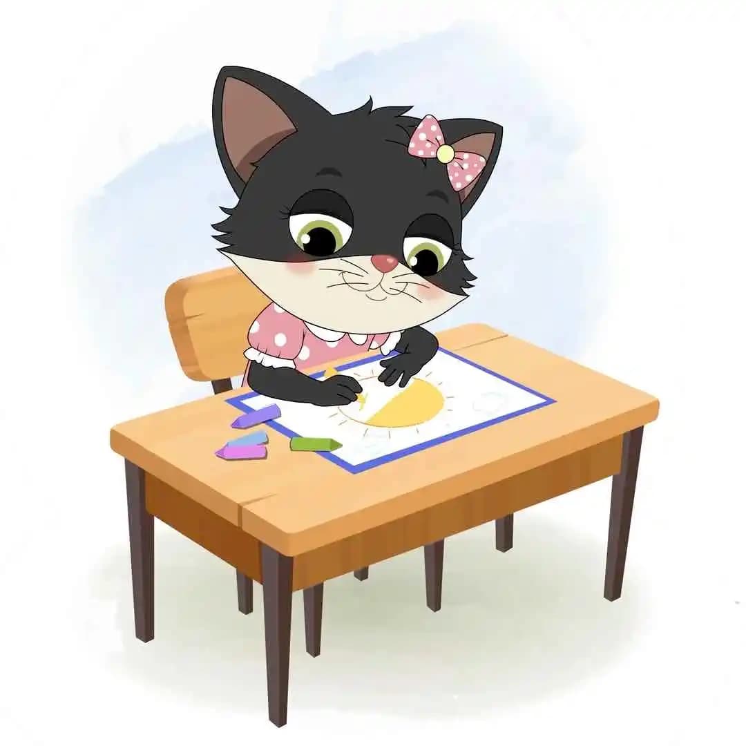 Kitty cartoon coloring vector animated character AKA Tama The Cat