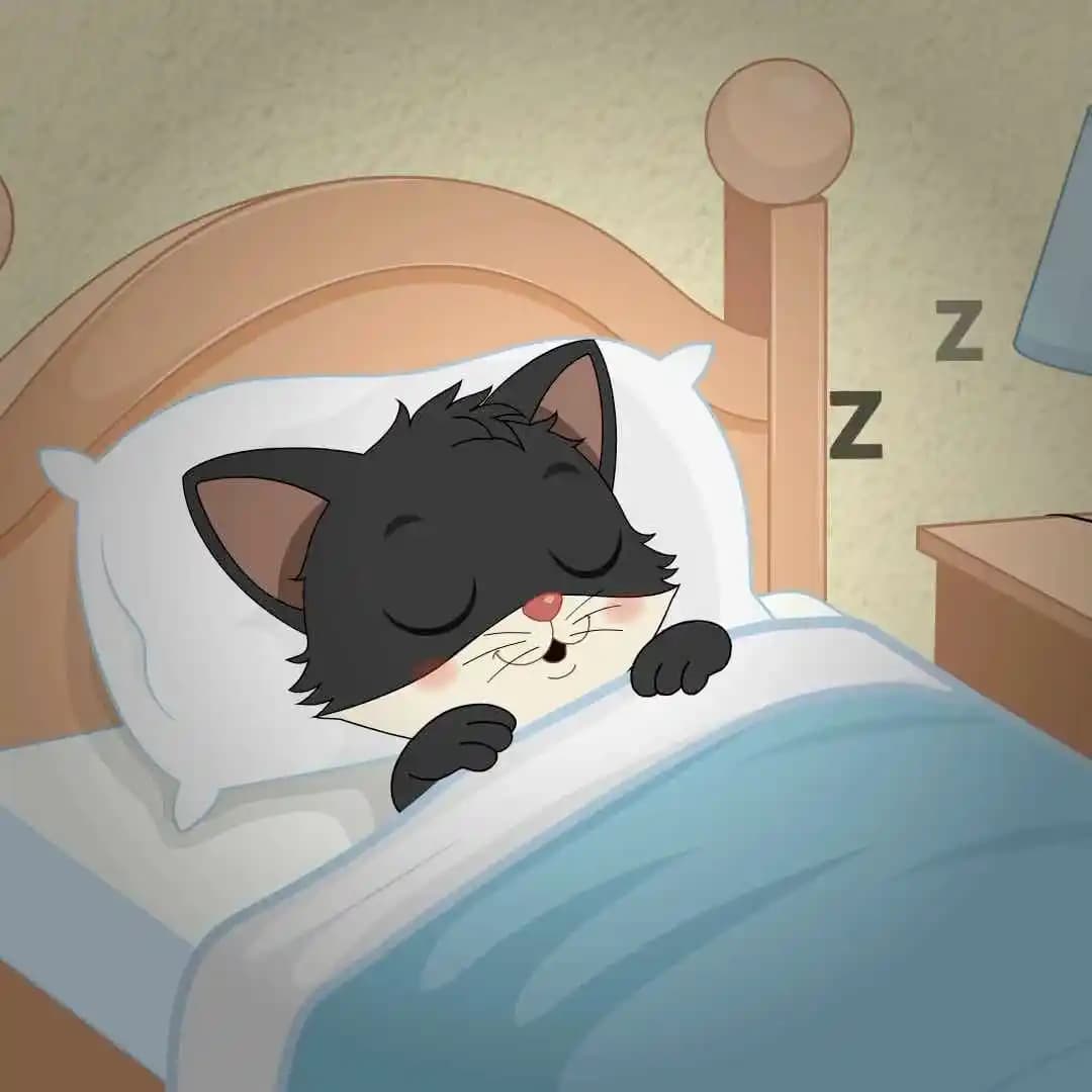 Animated character cat sleeping cartoon vector AKA Tama The Cat