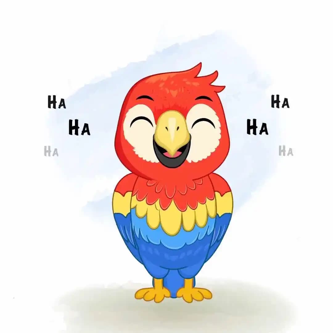 Cartoon bird animated parrot laughing pose vector character AKA Tojo