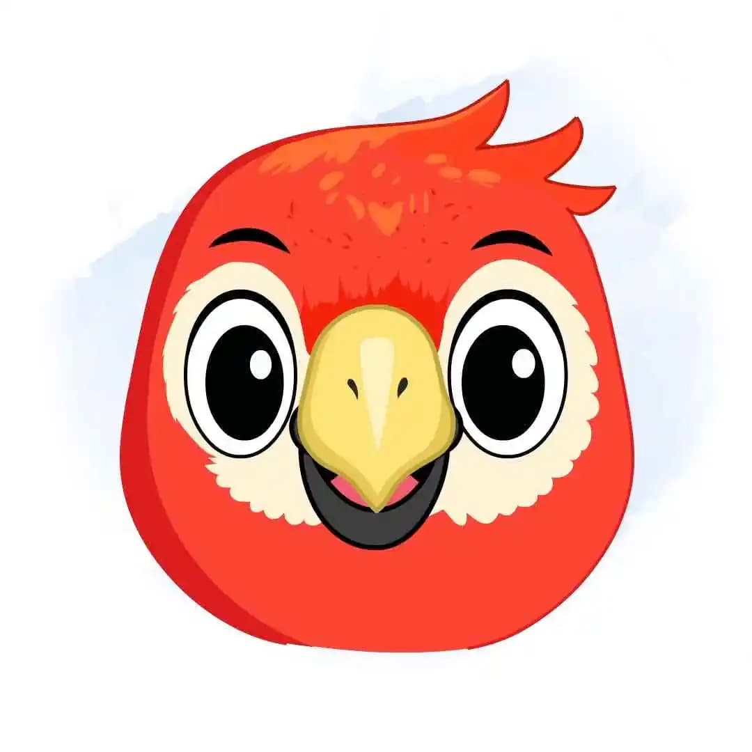 Cartoon bird parrot character animated face expression AKA Tojo