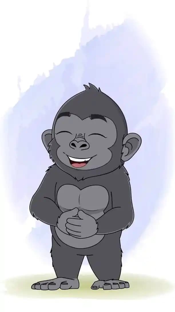Gorilla vector animated character happy pose AKA Soku The Gorilla