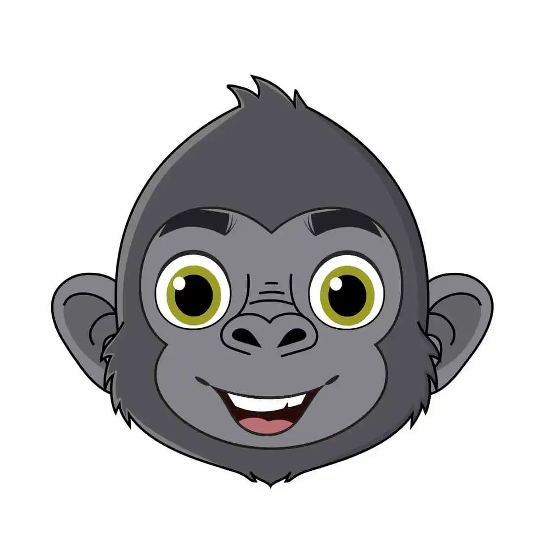 Baby gorilla cartoon animated character face expression AKA Soku The Gorilla