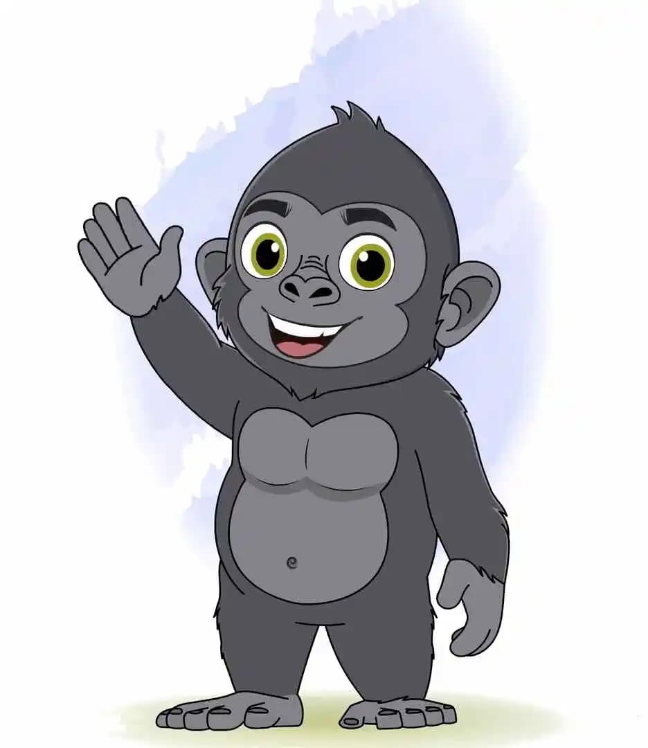 Vector character animated gorilla waving hand AKA Soku The Gorilla