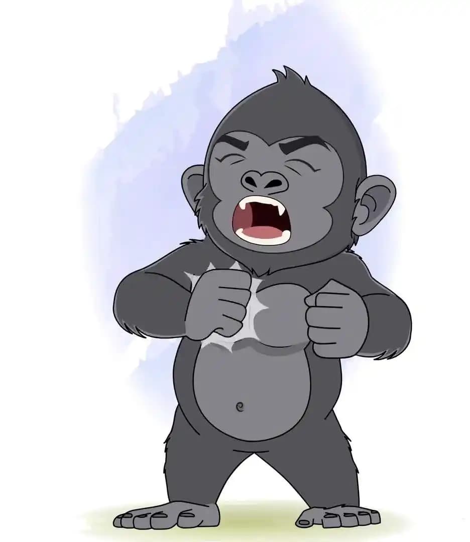 Animated gorilla cartoon angry pose AKA Soku The Gorilla