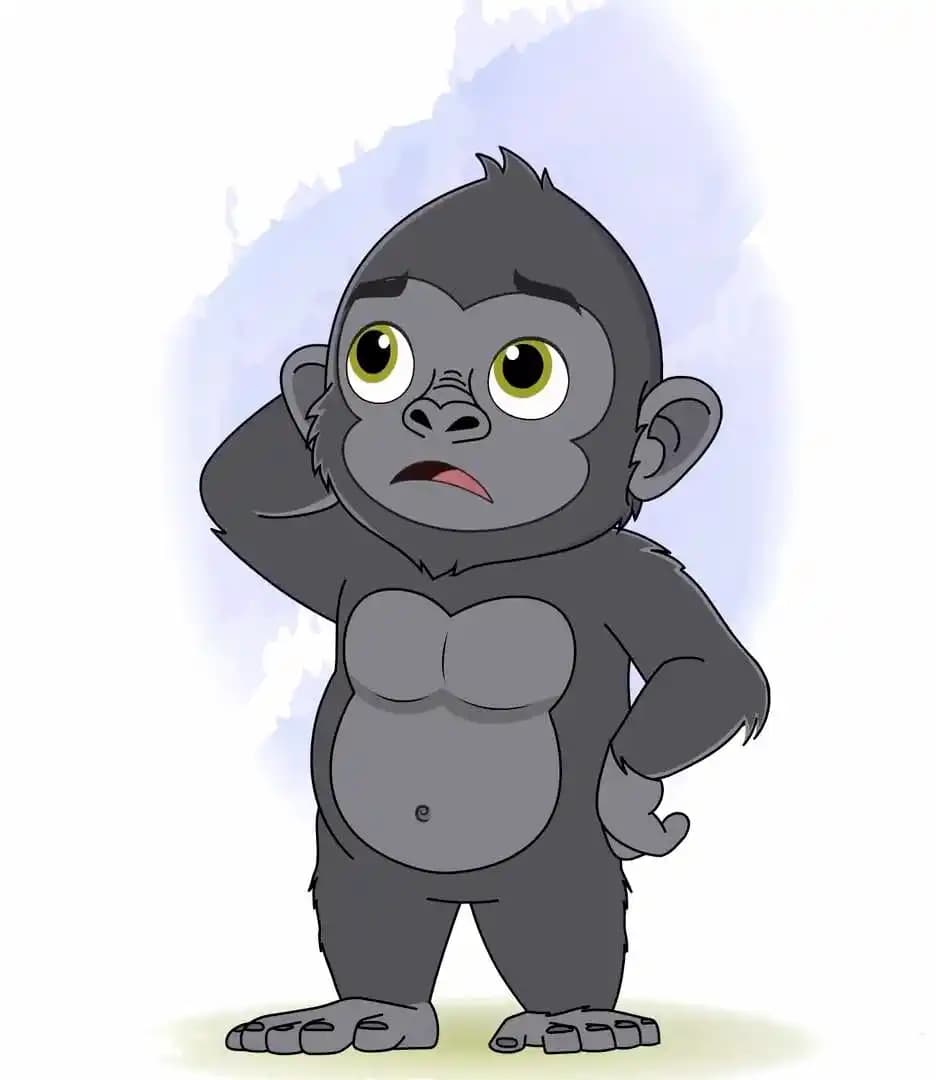 Cute Gorilla Cartoon Character annoyed pose AKA Soku The Gorilla