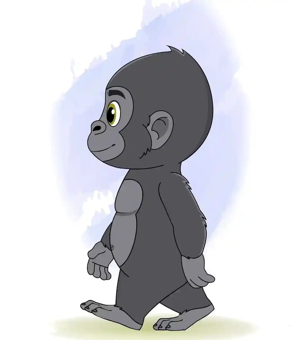 Cute Gorilla Cartoon Character side walk cycle AKA Soku The Gorilla