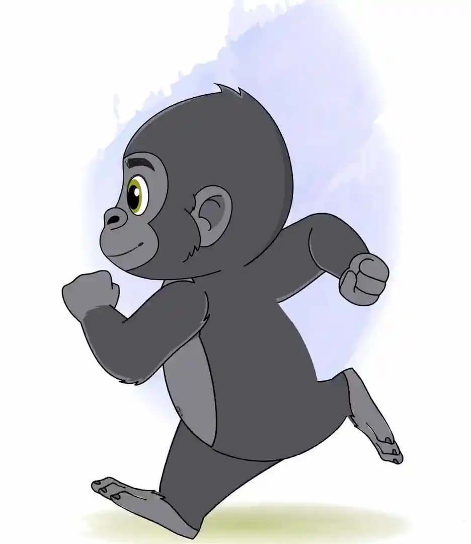 Baby gorilla cartoon animated cartoon side run cycle vector AKA Soku The Gorilla