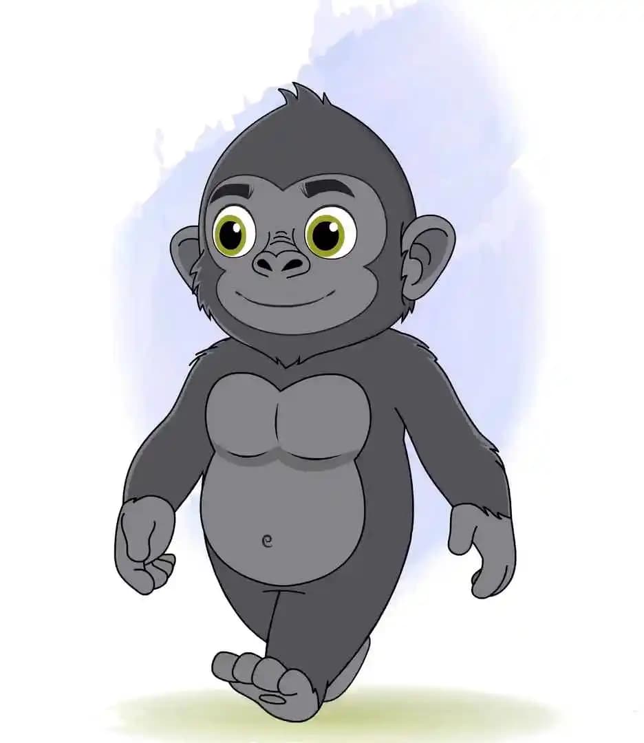 Cute Gorilla Cartoon Character animated walk cycle AKA Soku The Gorilla
