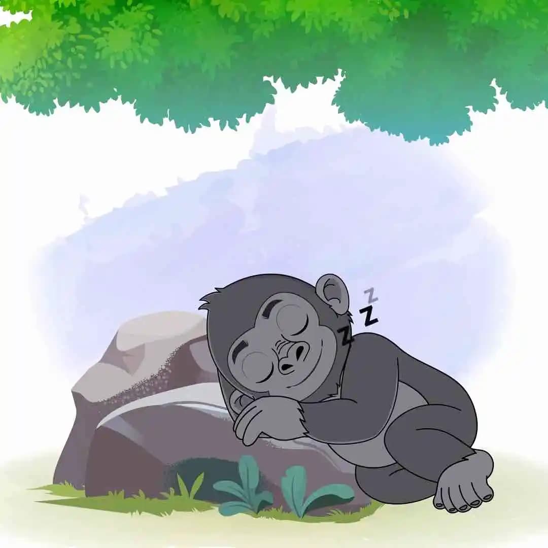 Cute Gorilla Cartoon Character sleeping pose AKA Soku The Gorilla