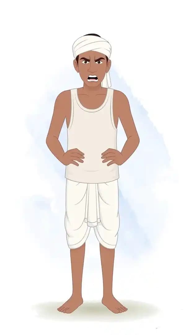 Indian vector dhobi cartoon angry character AKA Shamu
