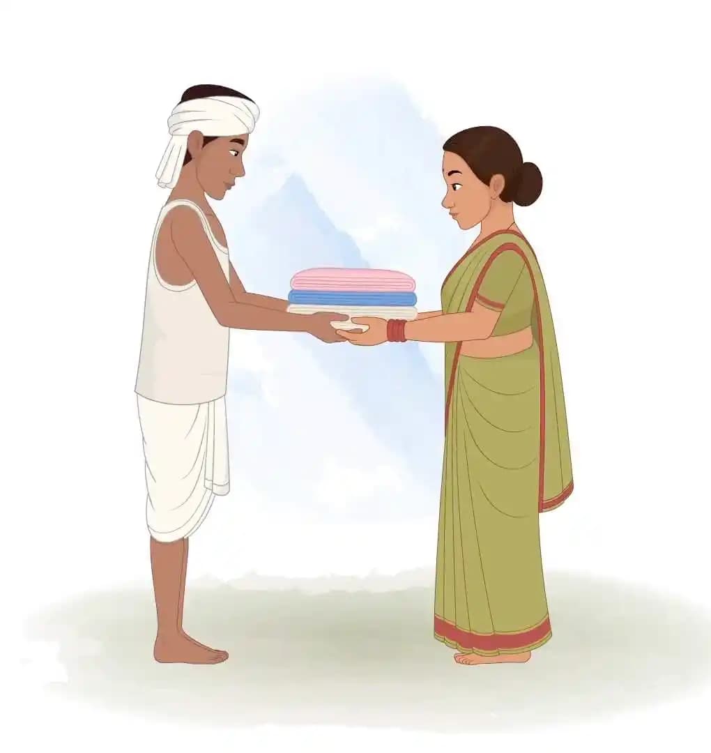 Dhobi cartoon animated character giving clothes AKA Shamu