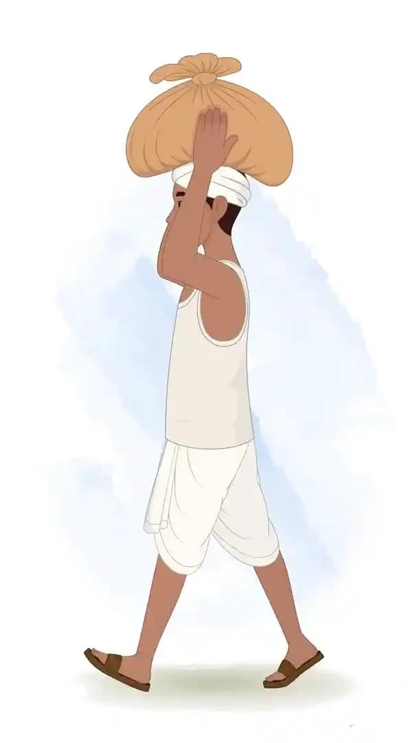 Indian man village character side view walking animation AKA Shamu