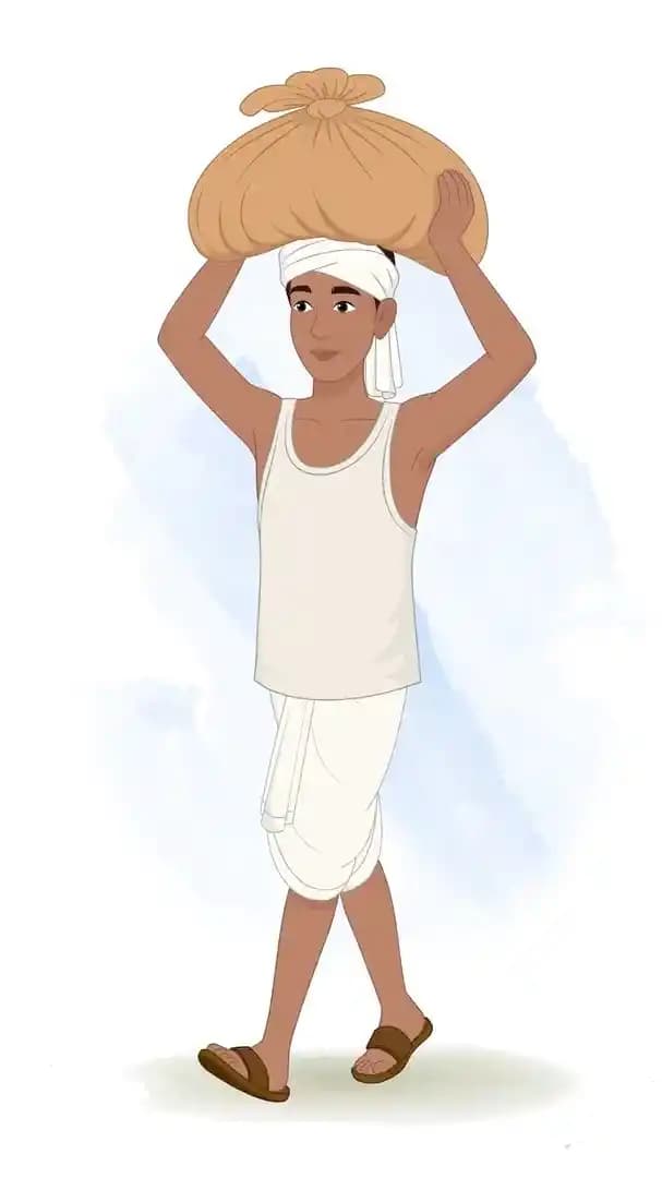 Indian character dhobi cartoon walk cycle animation AKA Shamu
