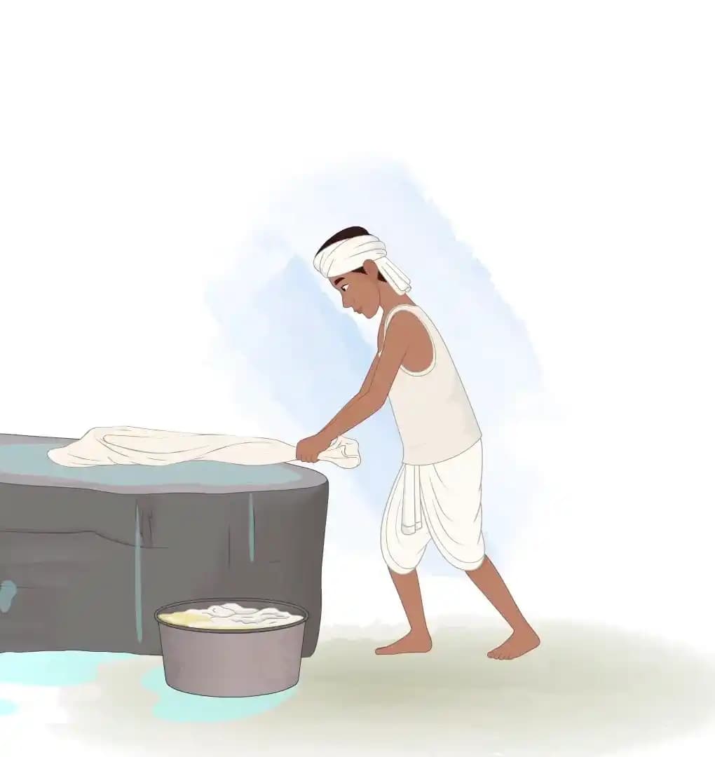 Dhobi cartoon washing clothes vector animated character AKA Shamu