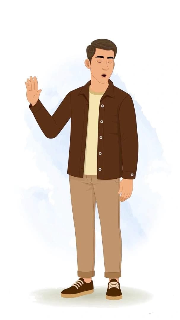 Casual man hand drawn cartoon saying no animated character AKA Kabir