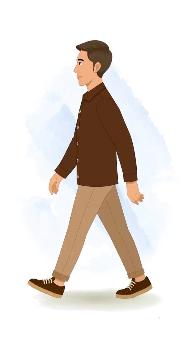 Cartoon man simple style side view walking animation AKA Kabir