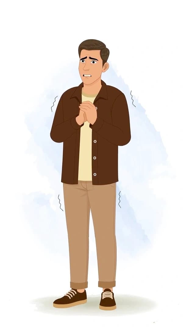 Simple style casual man scared cartoon animated character AKA Kabir