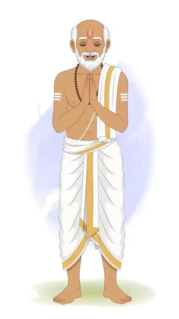 Indian character cartoon pandit doing pranam animated vector AKA Hari Das