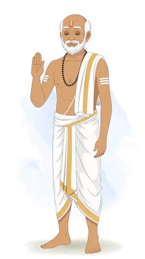 Hindu pandit Indian character giving aashivaad animated vector AKA Hari Das