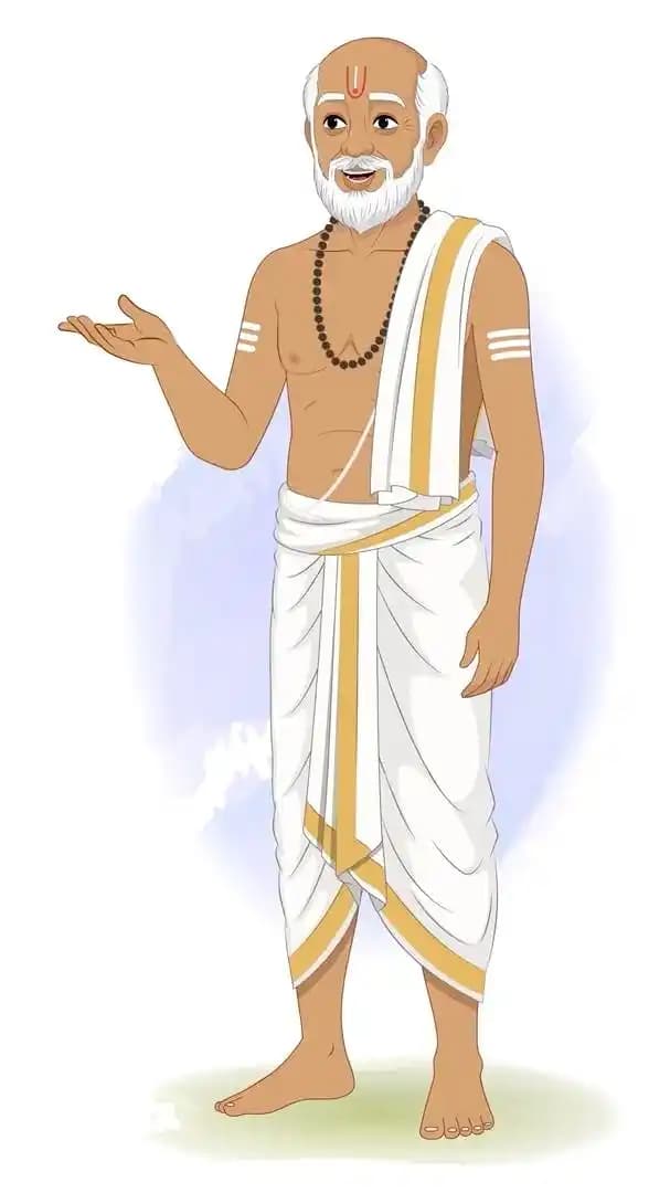Cartoon pandit ji speaking animation Indian vector AKA Hari Das