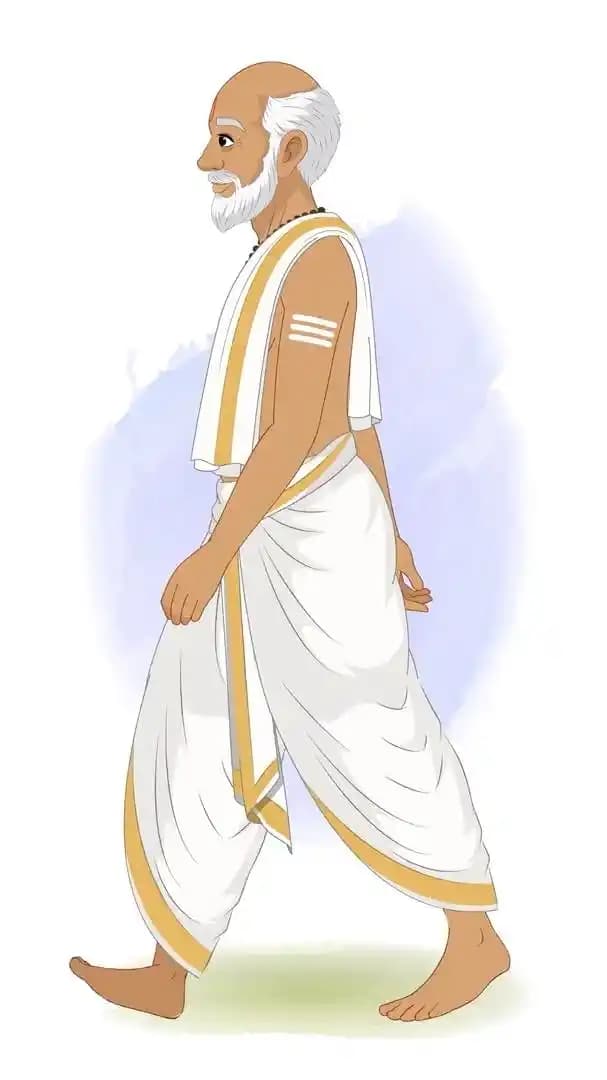 Old man cartoon Indian character priest animated side walking vector AKA Hari Das