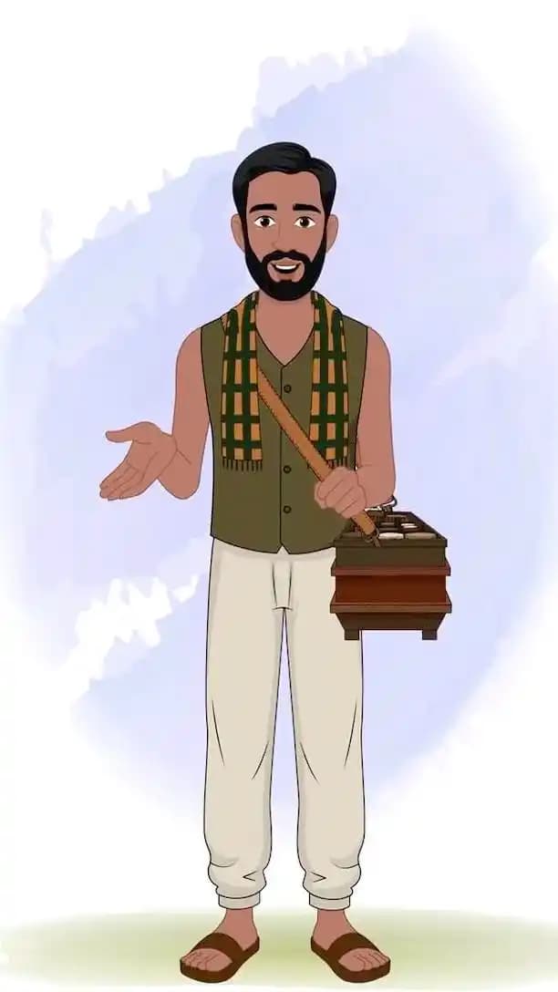 Indian cartoon man poor character talking animation vector AKA Raghu