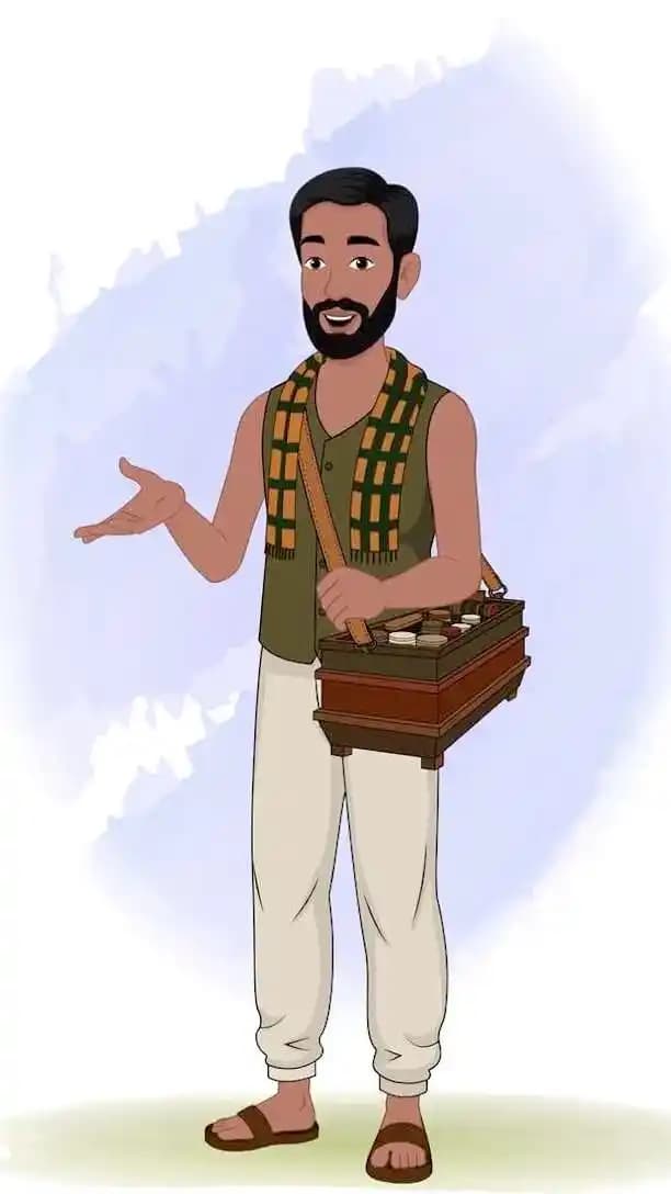 Poor man cartoon cobbler speaking animation character AKA Raghu