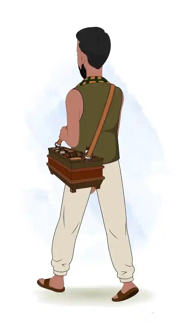 2d Animated cartoon man shoemaker walking in back third view animation vector AKA Raghu