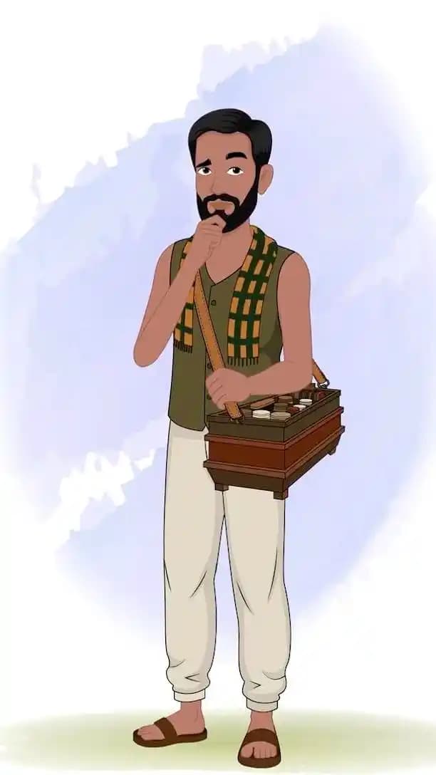 Shoemaker cartoon male characters thinking pose animation AKA Raghu