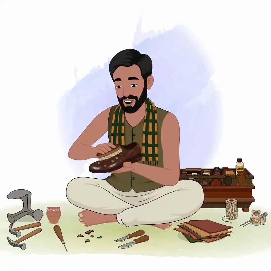 2d Cartoon man polishing shoe animation illustration AKA Raghu