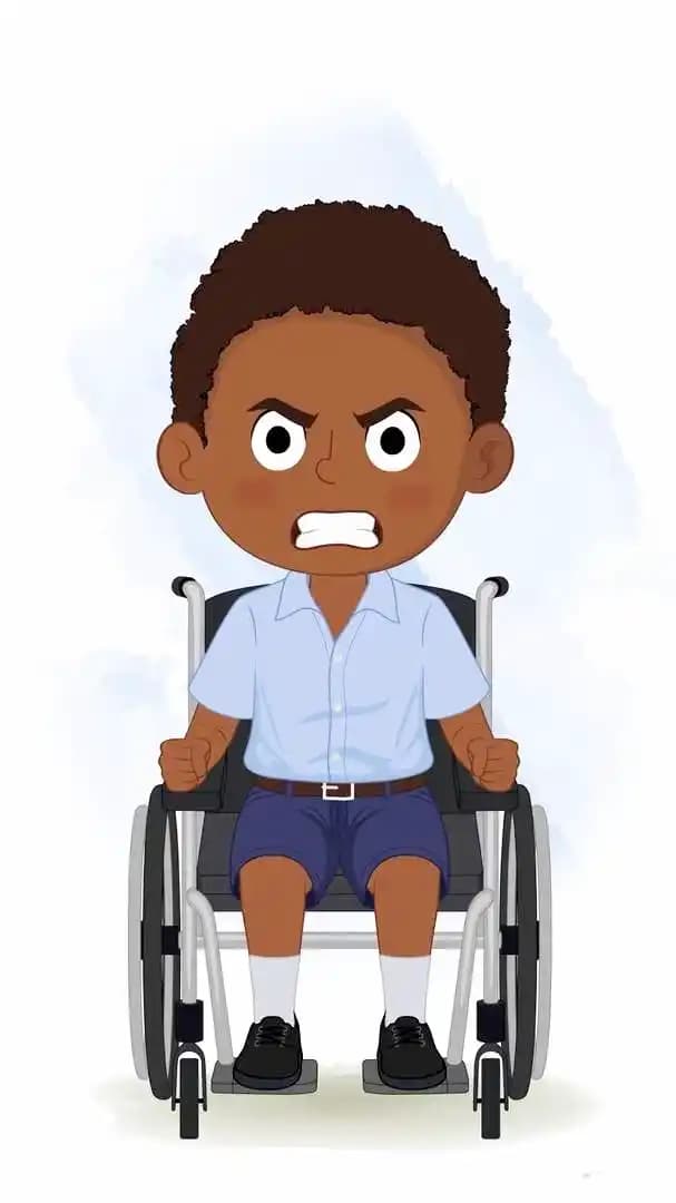 Black kid cartoon disabled vector angry pose animated character AKA ketan