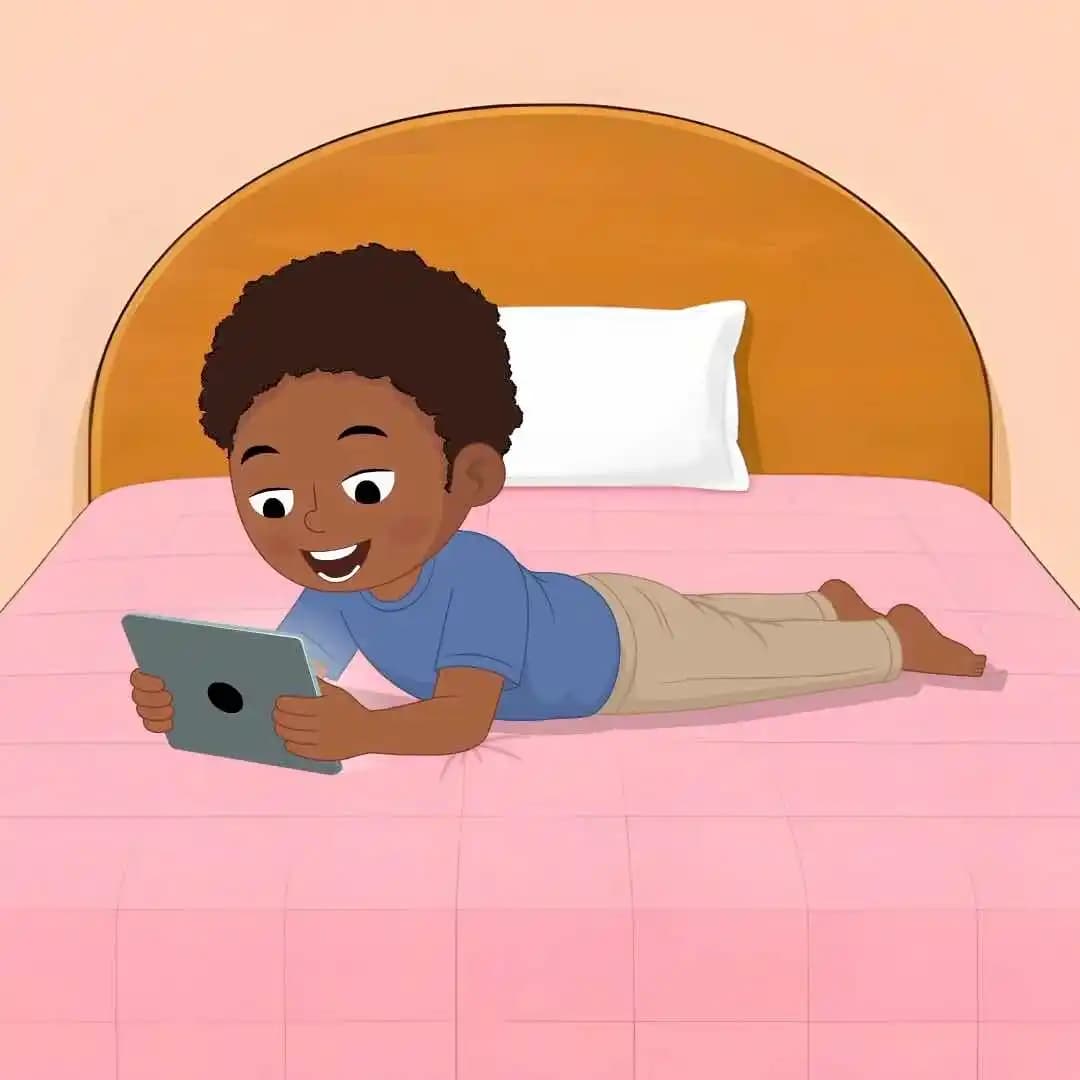 Child cartoon disabled vector using tablet animated character AKA Ketan