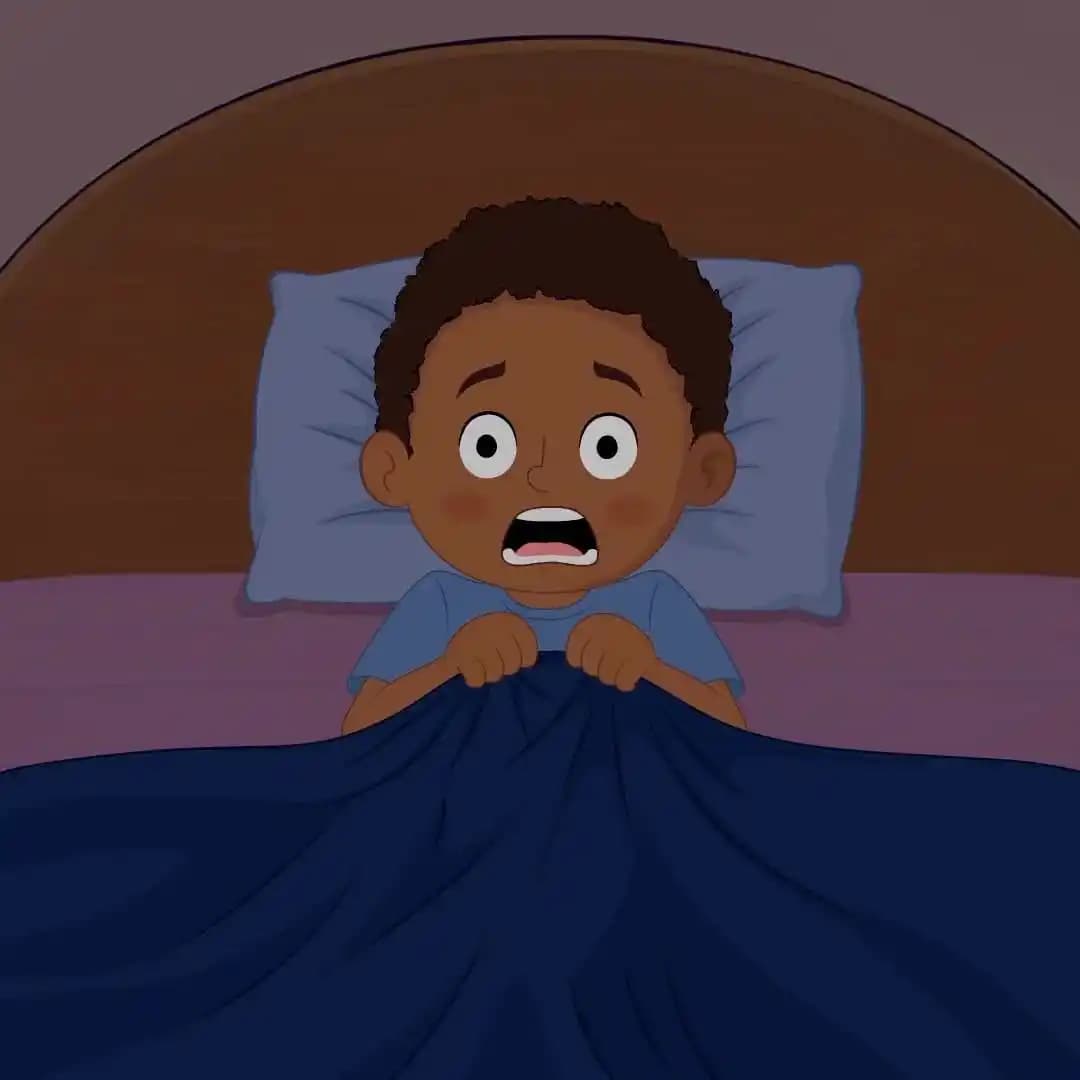 Black kid cartoon scared pose animated character AKA ketan