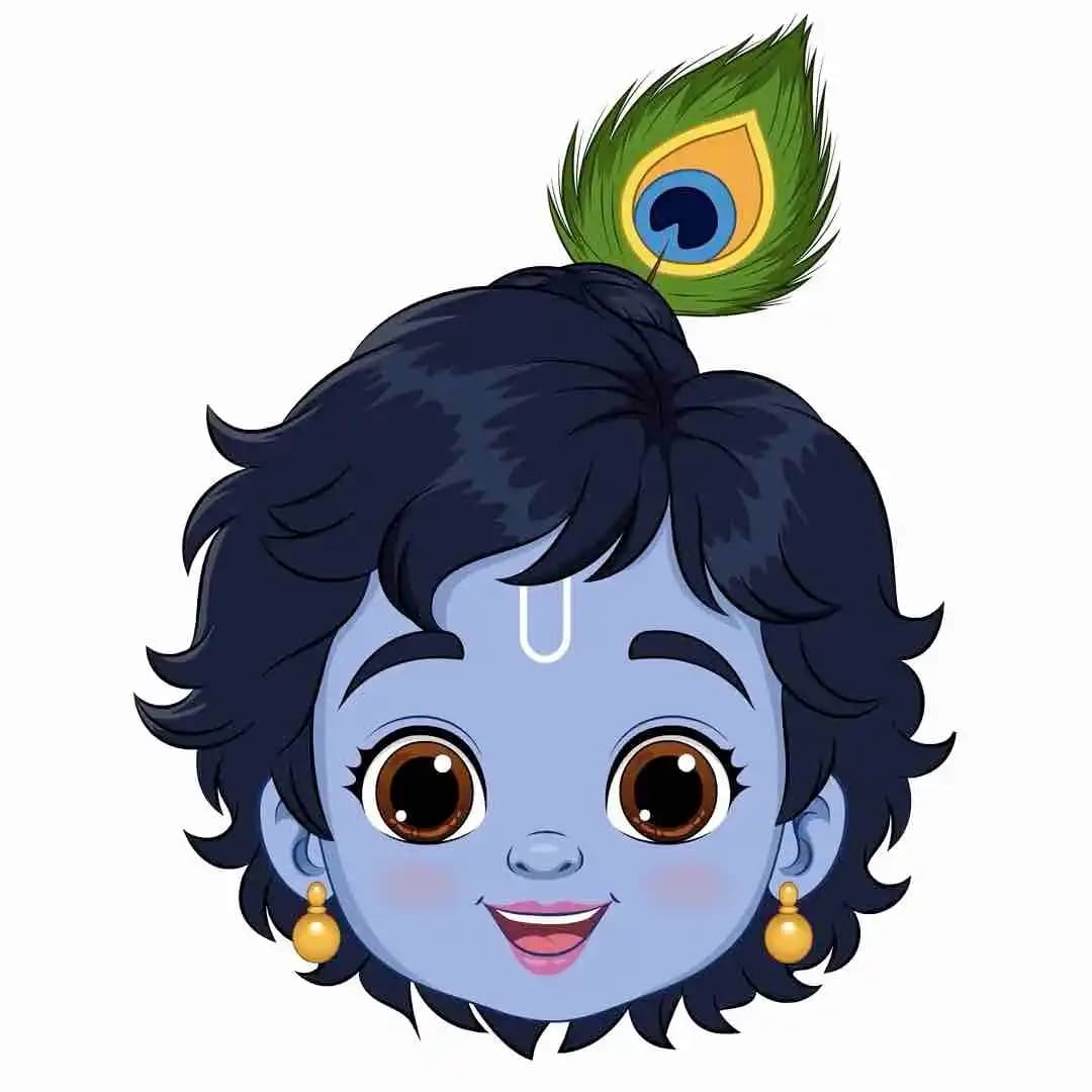 Little krishna animated character face expression vector