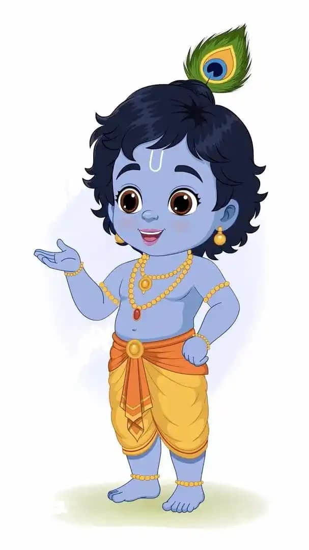 God character little krishna animated vector speaking pose