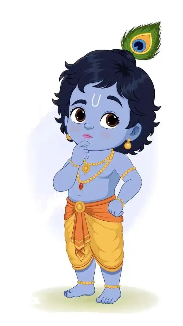 Krishna character animated god thinking pose vector