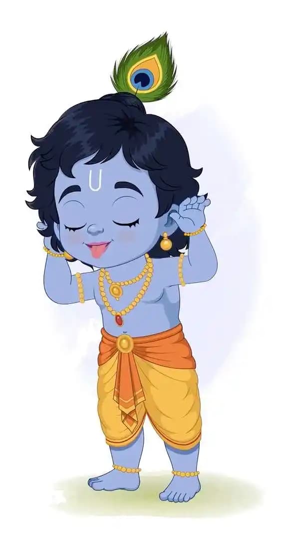 Little krishna cartoon playing & teasing vector animated character