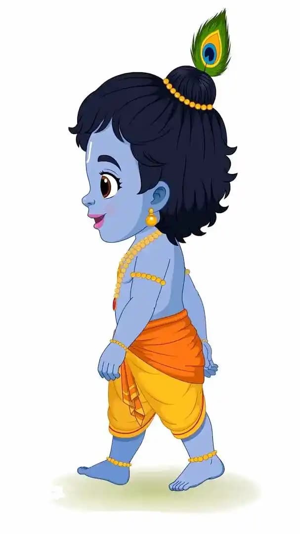 Little krishna cartoon side walk cycle vector animated character