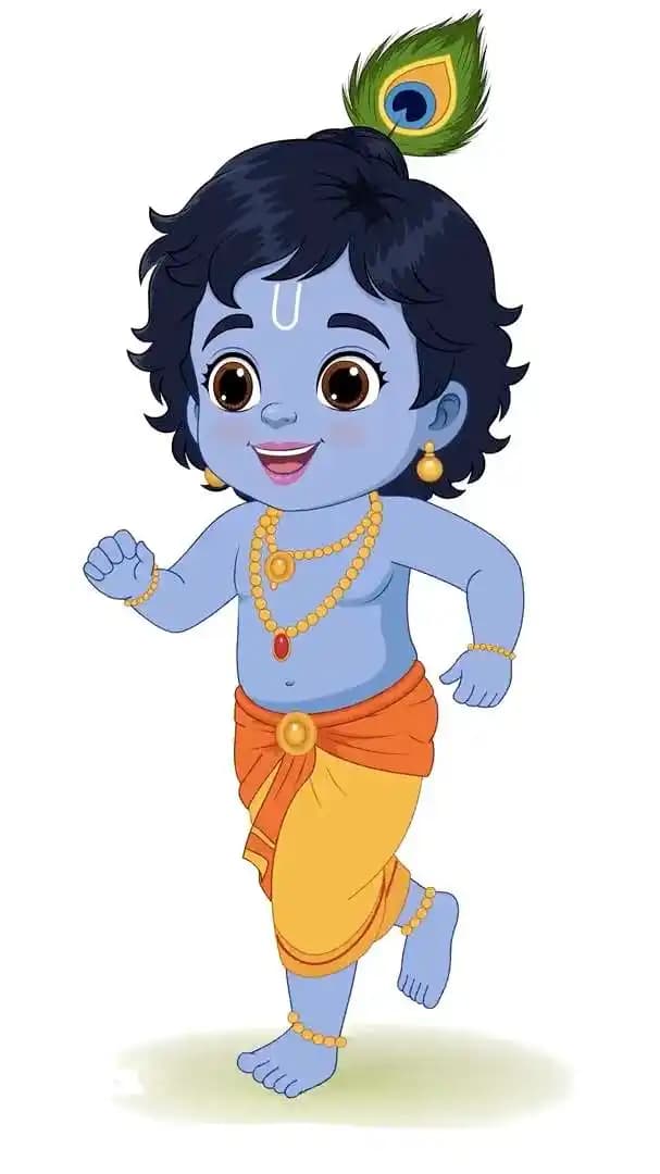 little krishna cartoon joyful run cycle animation vector